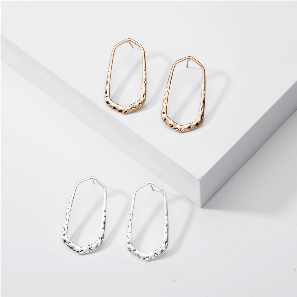 Fashion Big Jewelry Simple Metal Wind Geometry Water Droplet Alloy Exaggerated Big Earrings Wholesale Nihaojewelry display picture 1