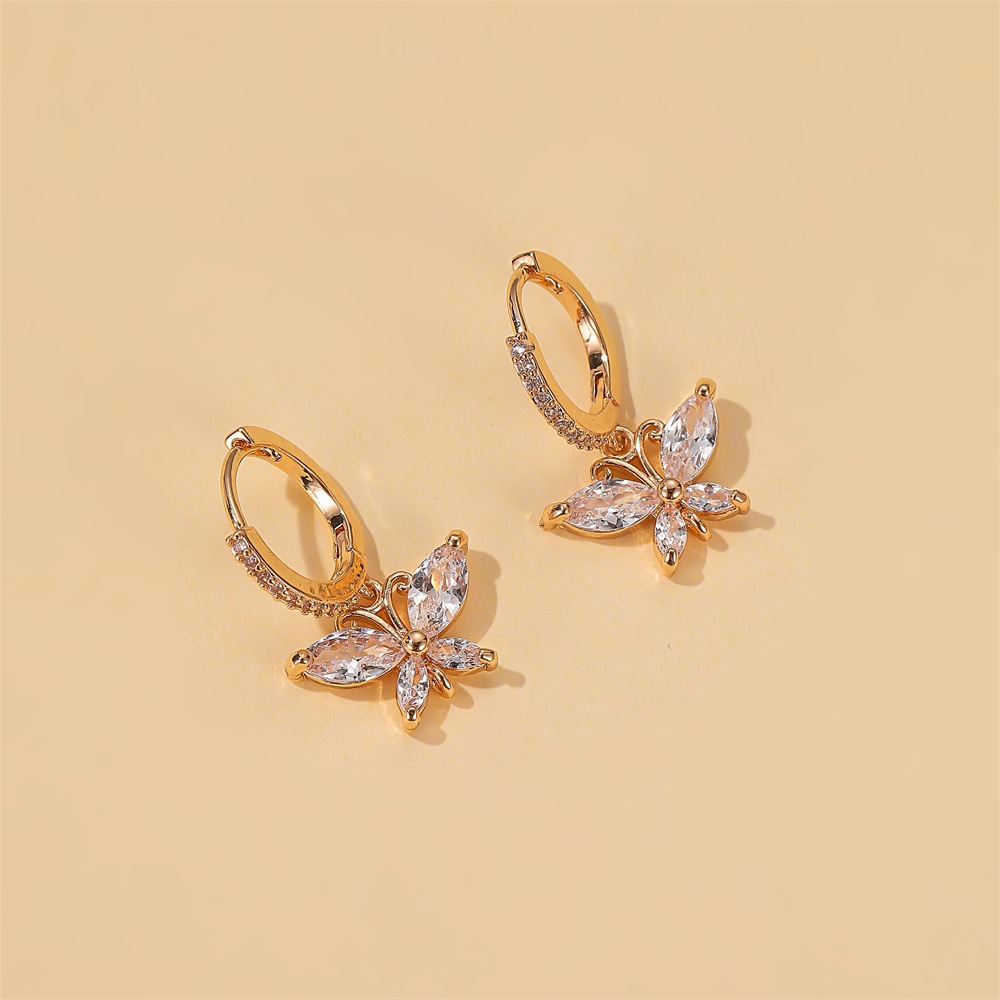 New All-match  Crystal Butterfly Super Flash Zircon Butterfly Earrings Wholesale display picture 8
