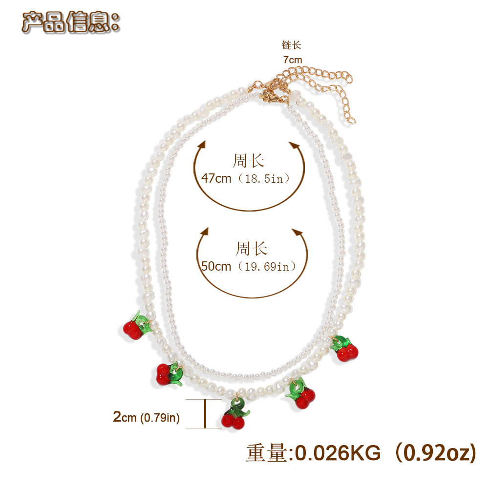 New Fashion  Fresh  Wild  Pearl Cherry  Hot New Trendy Cute Temperament Necklace Wholesale display picture 1