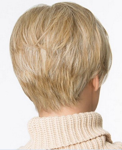 Factory direct sales European and American fashionable women's wigs, gradient mixed color short hair, oblique bangs and straight hair, one piece hair