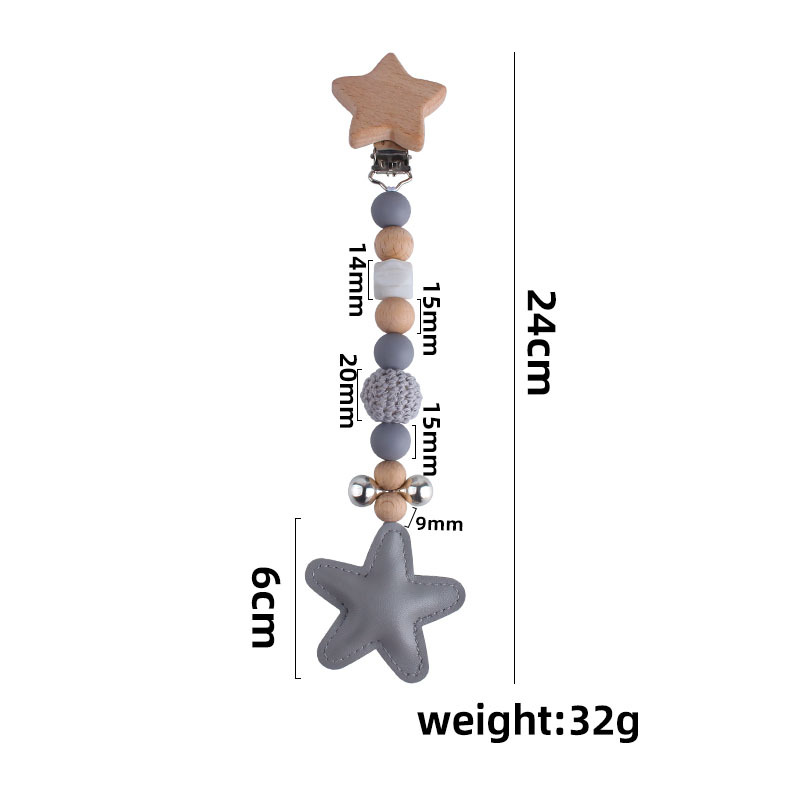 Nuevo Big Star Bell chupete cadena coche colgando joyería Bebé DIY creativo de haya de dibujos animados estrella de cinco puntas chupete clip