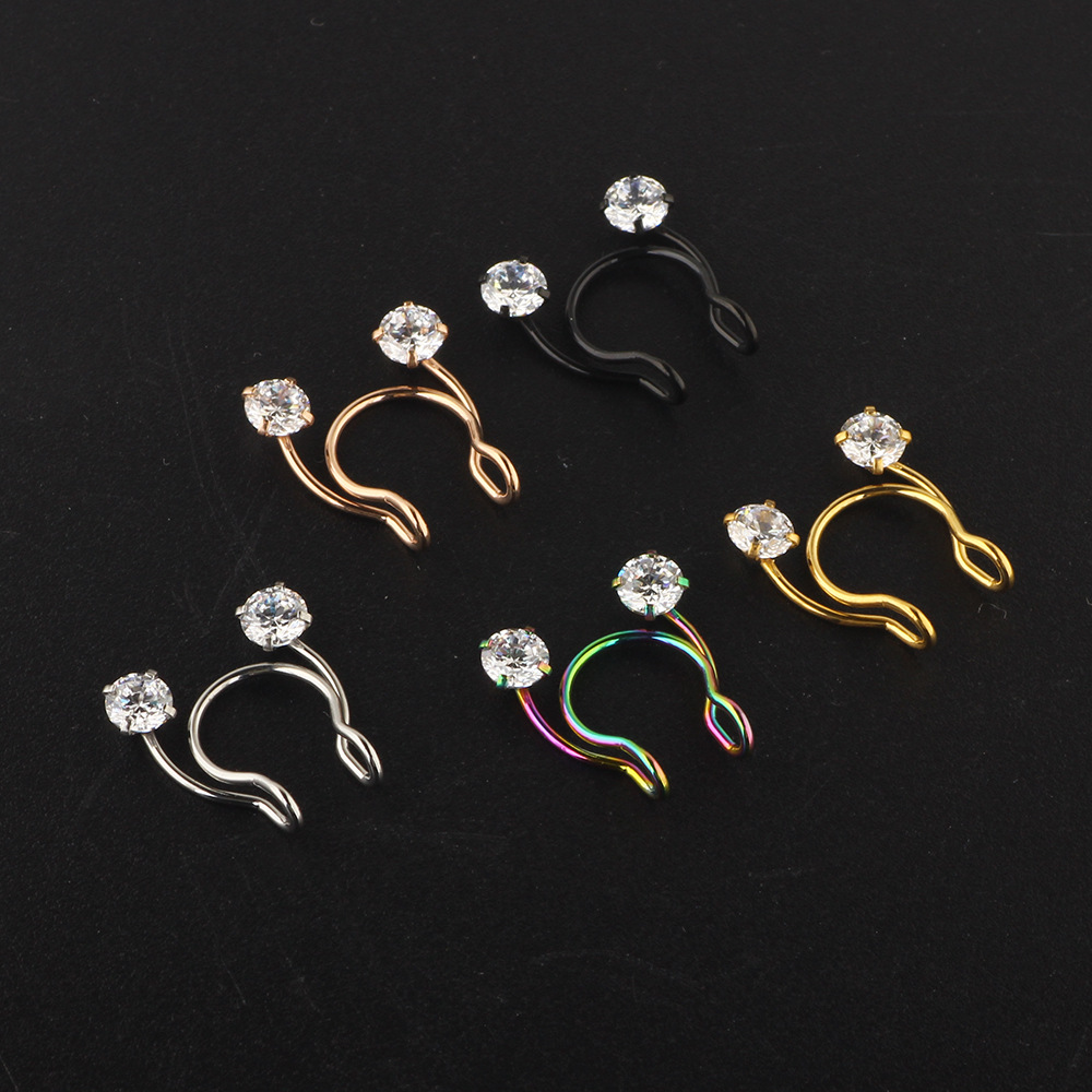 Stainless Steel Fake Nose Ring Zircon Nose Piercing Jewelry Body Nose Clip detail image 8