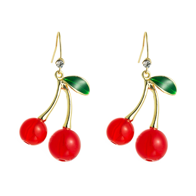 Pendientes De Fruta Con Forma De Cereza Coreana Para Mujer Pendientes Lindos De Estilo Largo Pendientes De Fruta Roja Simple Pendientes Al Por Mayor display picture 6