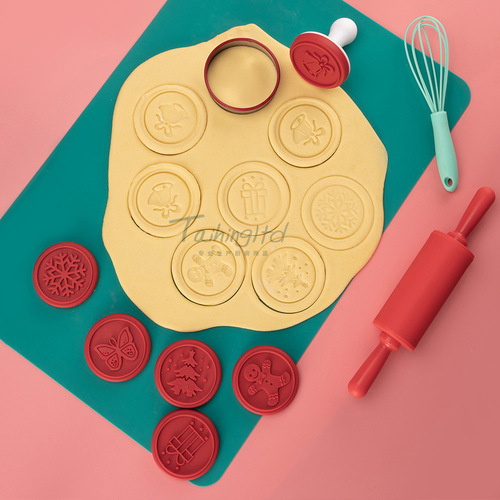 New Product Silicone Stamp Set Christmas Cookies Cookie Embossing Mold Cookie Stamps Set