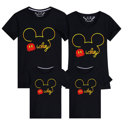  new parent-child summer clothing cartoon Mickey cotton short-sleeved family of three family wear round neck T-shirt mother and daughter