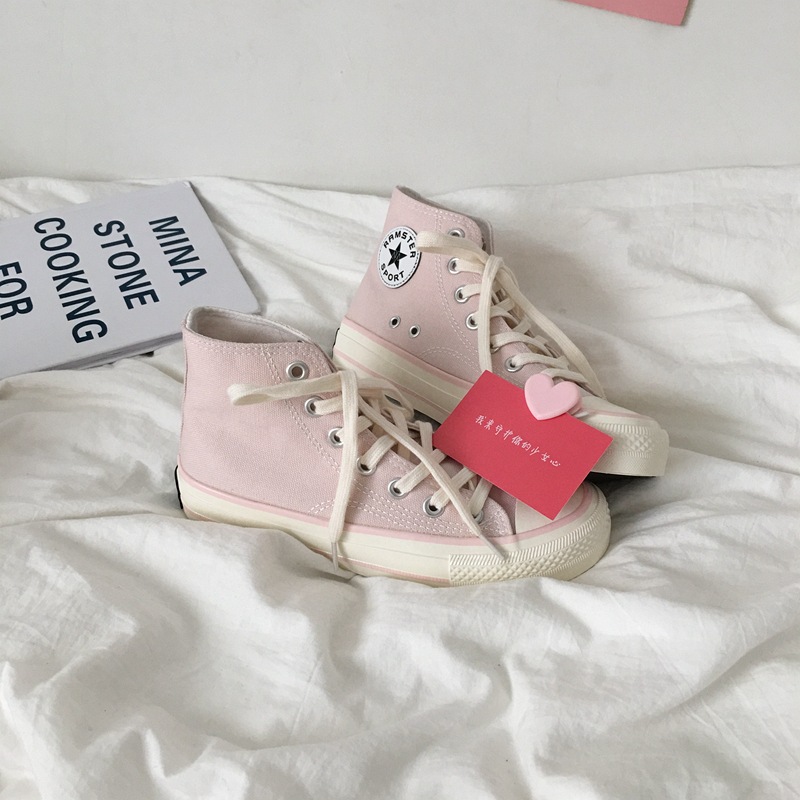 Vilenjasto ružičaste visoke platnene cipele za žene iz 1970-ih, korejska verzija, ULZANG studentske svestrane visoke cipele za boarding_voghion.com