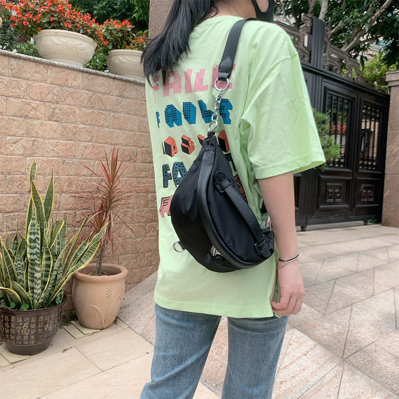 女士胸包2020新款牛津布配牛皮斜挎包百搭腰包单肩包ins时尚女包|ms