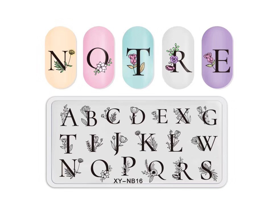 Nueva plantilla de impresión de uñas DIY película Azul de impresión de uñas esmalte de uñas placa de acero pintada XY-NB16