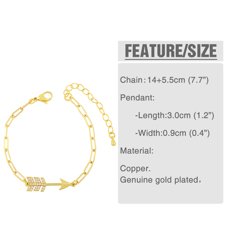 micro-inlaid zircon arrow bracelet