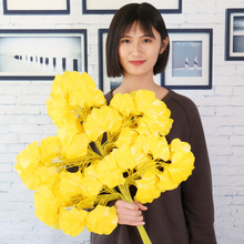 仿真银杏叶 装饰树叶假叶子塑料树枝绢花榕树叶白色黄色婚庆婚礼
