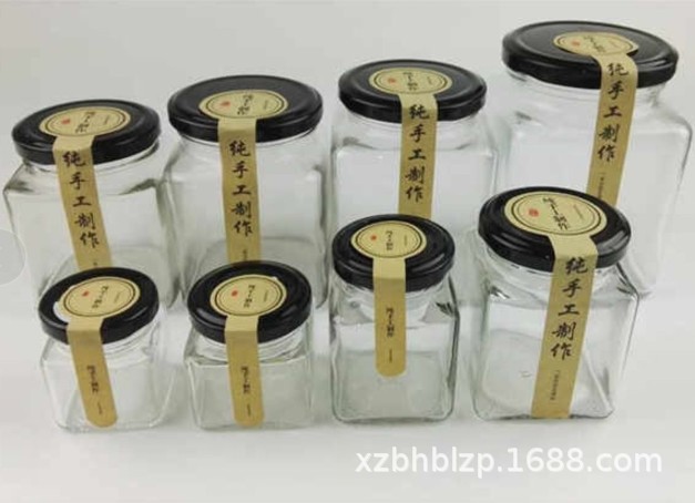 500g蜂蜜瓶玻璃瓶 380ml四方酱菜瓶250g方形果酱瓶50ml燕窝瓶