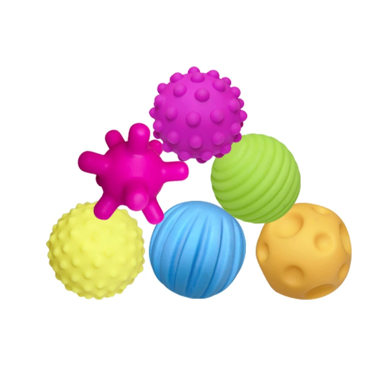 Sensory Soft Rubber Baby Massage Balls, Teether & Grasping Toy, Assorted Textures (single or 6‑pc)