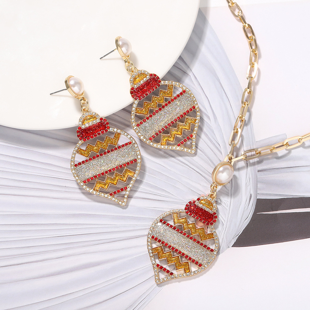 New  Color Lantern Earrings Necklace Set display picture 3