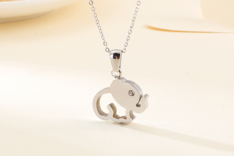 Simple Stainless Steel Hollow Elephant Necklace Earrings Set Wholesale display picture 11