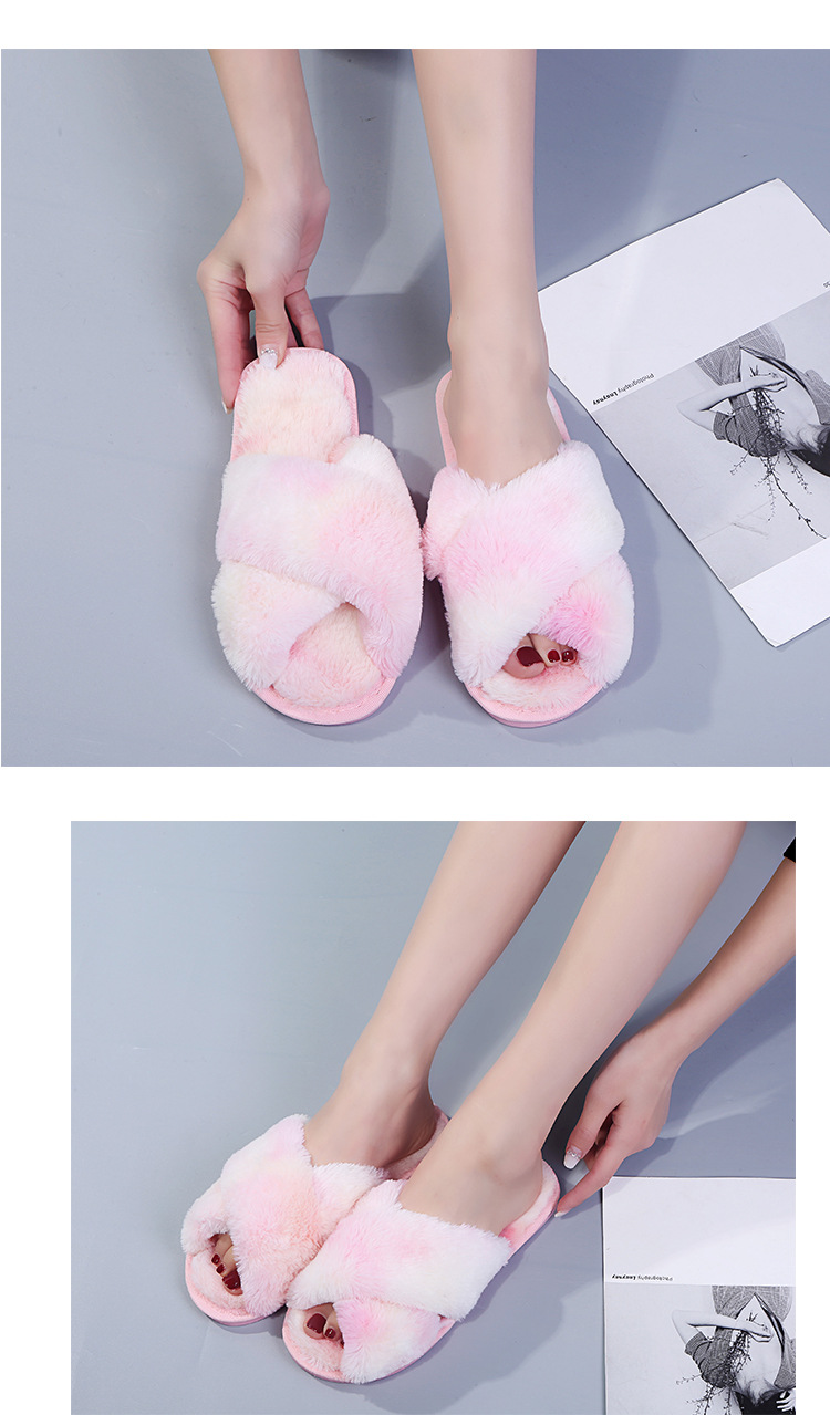 Color-Blocking Plush Slippers NSKJX74766