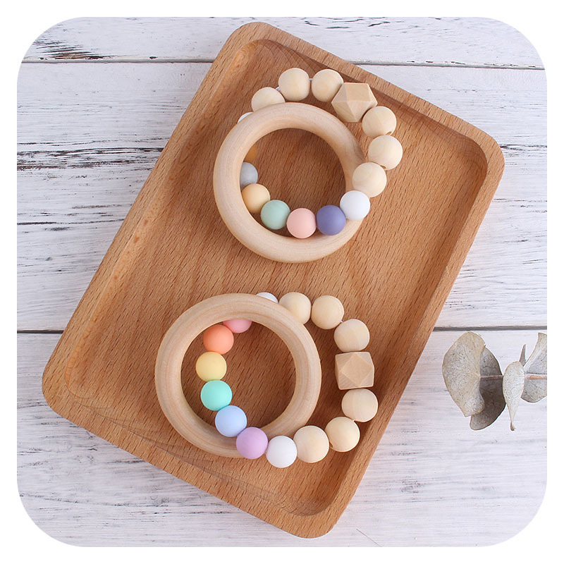 Nueva DIY creativo Hemu anillo macaron color juguete teether Seguridad Protección del Medio Ambiente pulsera de cuentas silicona teether