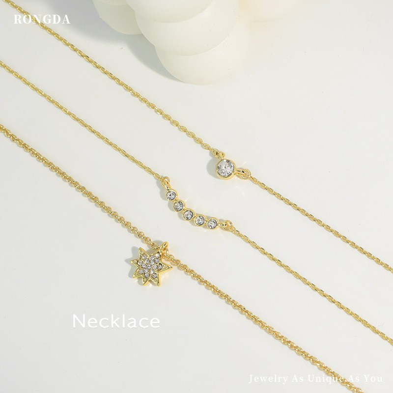 Dreireihige Diamant Halskette Elegantes Multi Layer Schmuckstück_voghion.com