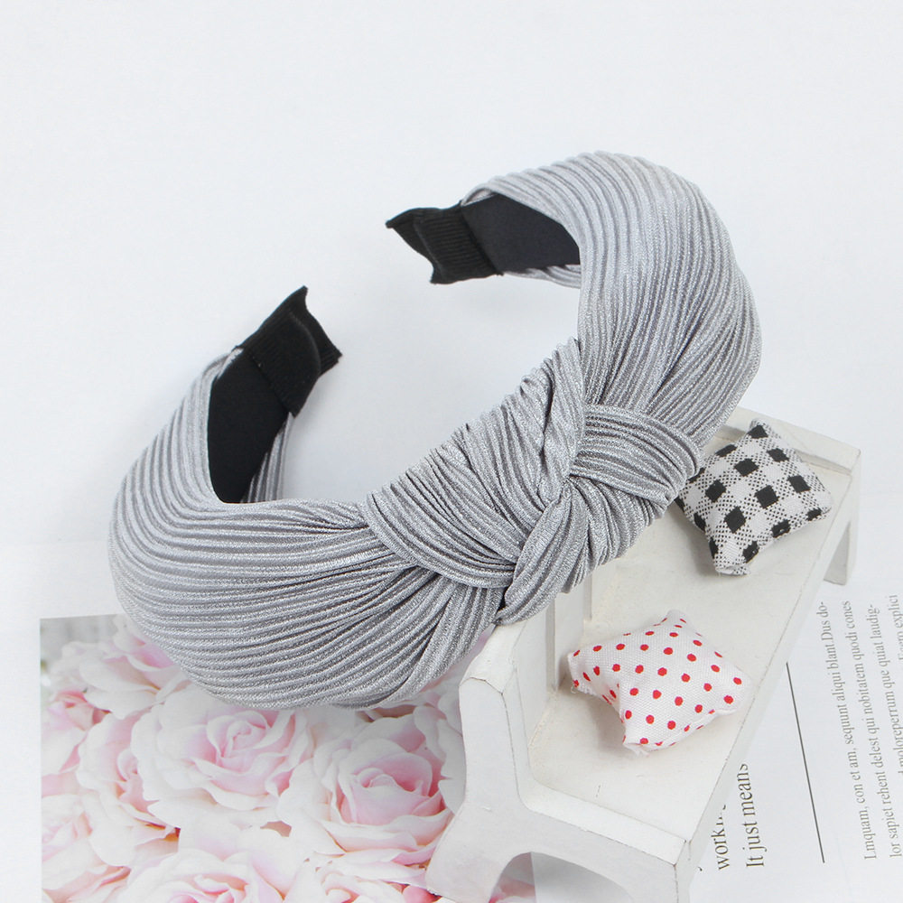 New Fashion Crepe Wave Korean Knitted Fabric Cross Knotted Headband Nihaojewelry Wholesale display picture 4