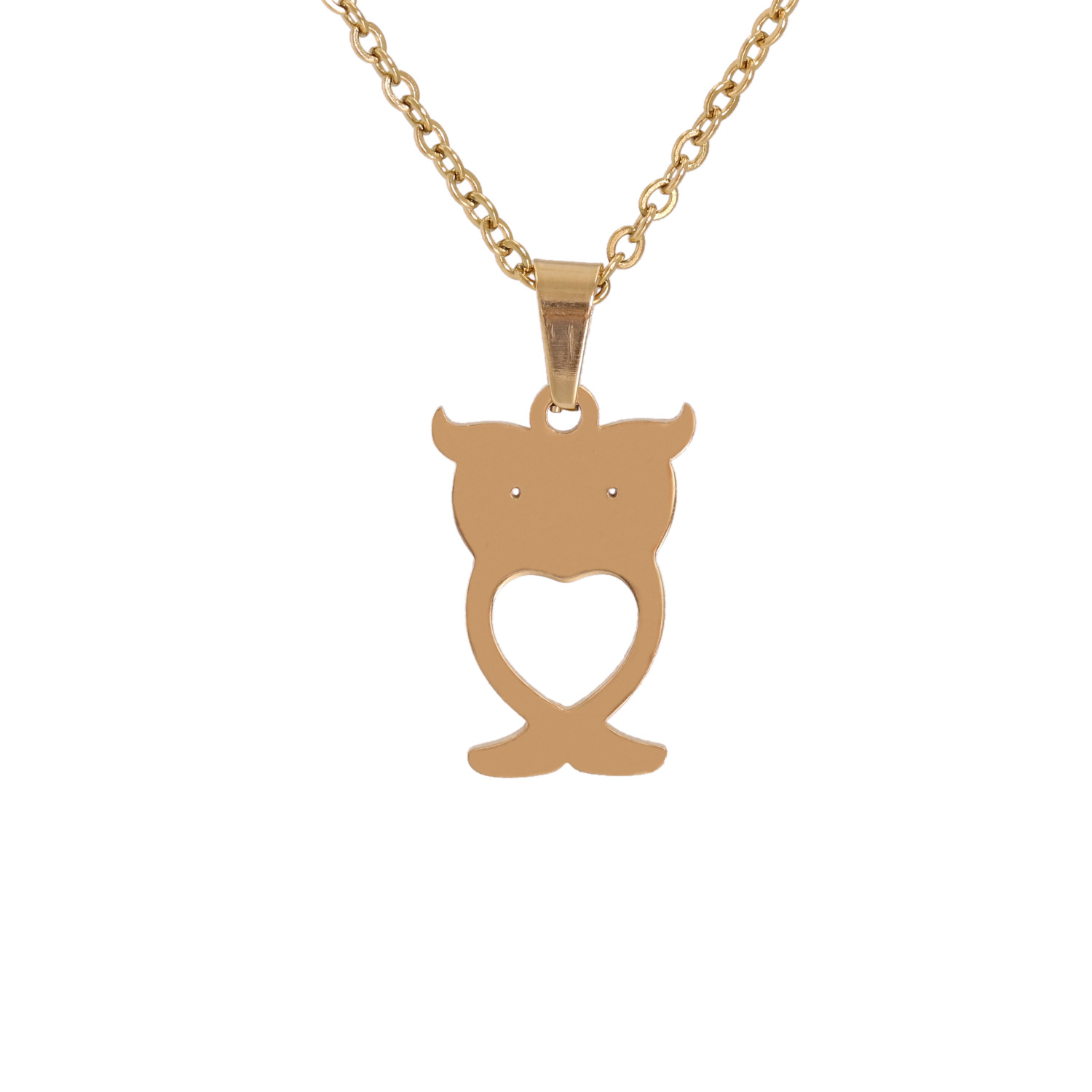 New Animal Owl Pendant Stainless Steel Necklace display picture 6