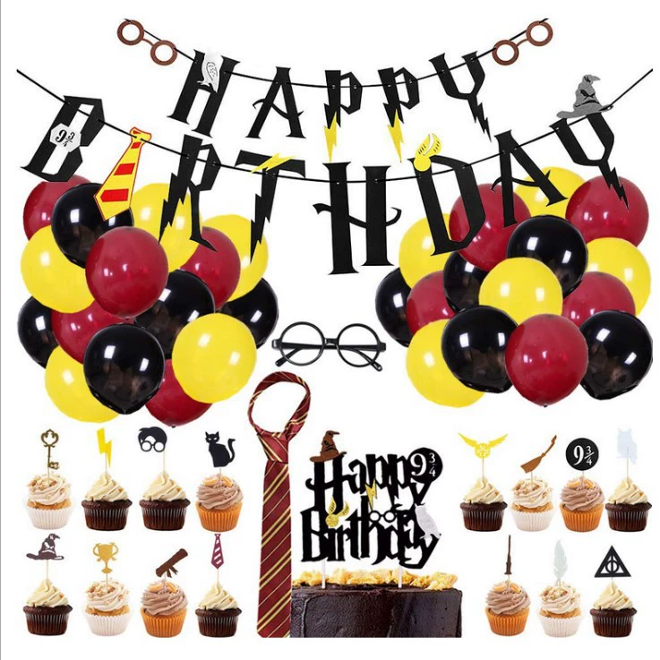 49 шт. Детский день рождения Гарри Поттер полный набор украшения для тематической вечеринки галстук очки Вставка флага