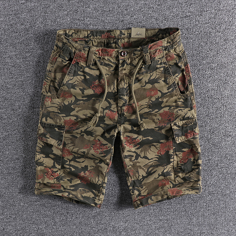 Retro trend washing camouflage youth five-point pants Europe and the United States foreign trade original single men's workwear shorts casual pants 16