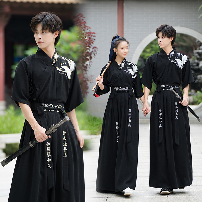 Douyin Internet Celebrity's Same Original Dragon Pattern Couple Ancient Style Han Dynasty Female Chinese Style Men's Short-sleeved Student Class Uniform Suit