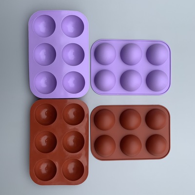 6连小半圆硅胶蛋糕模烘焙模具厨房自制蛋糕烤箱模具冰棒球工具|ms