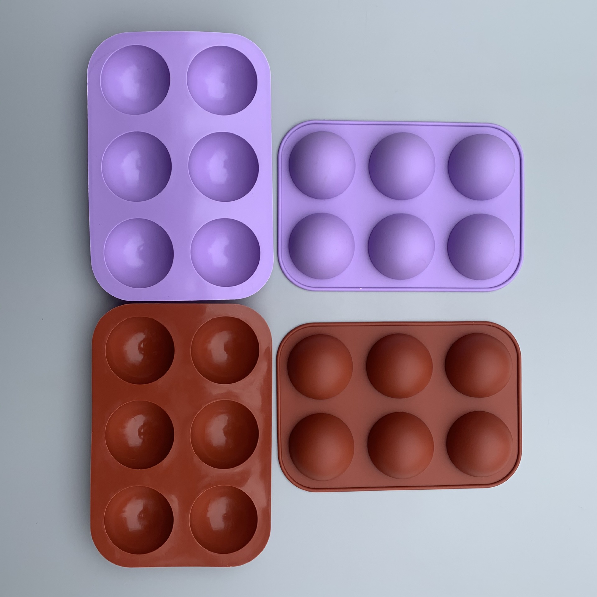 6连小半圆硅胶蛋糕模烘焙模具厨房自制蛋糕烤箱模具冰棒球工具|ms