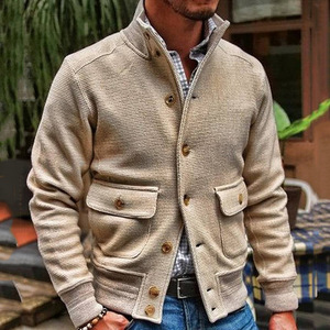 Korean stand collar solid color casual jacket for men