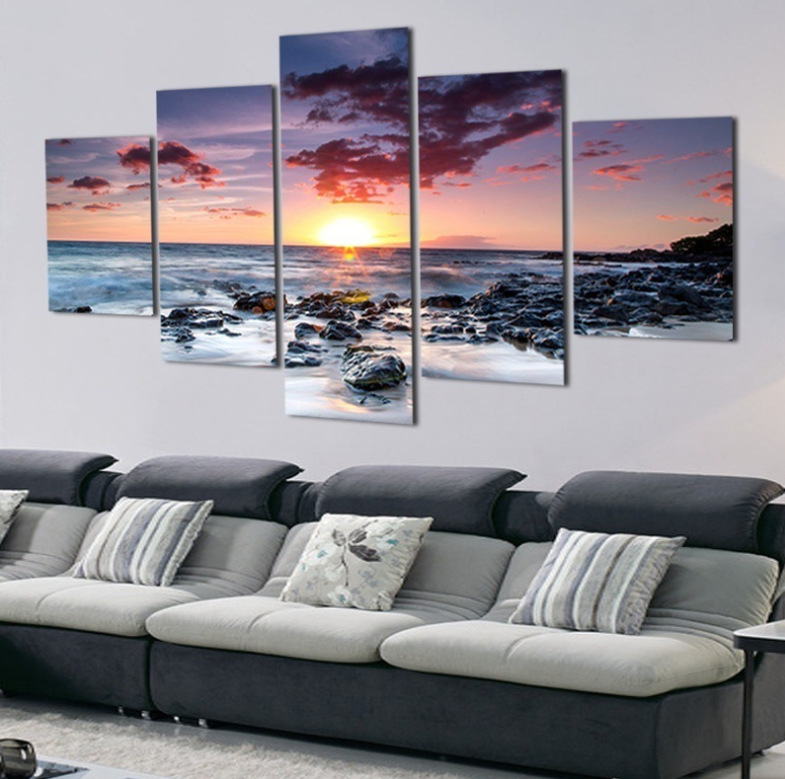 Sunset sea art canvas oil painting home...