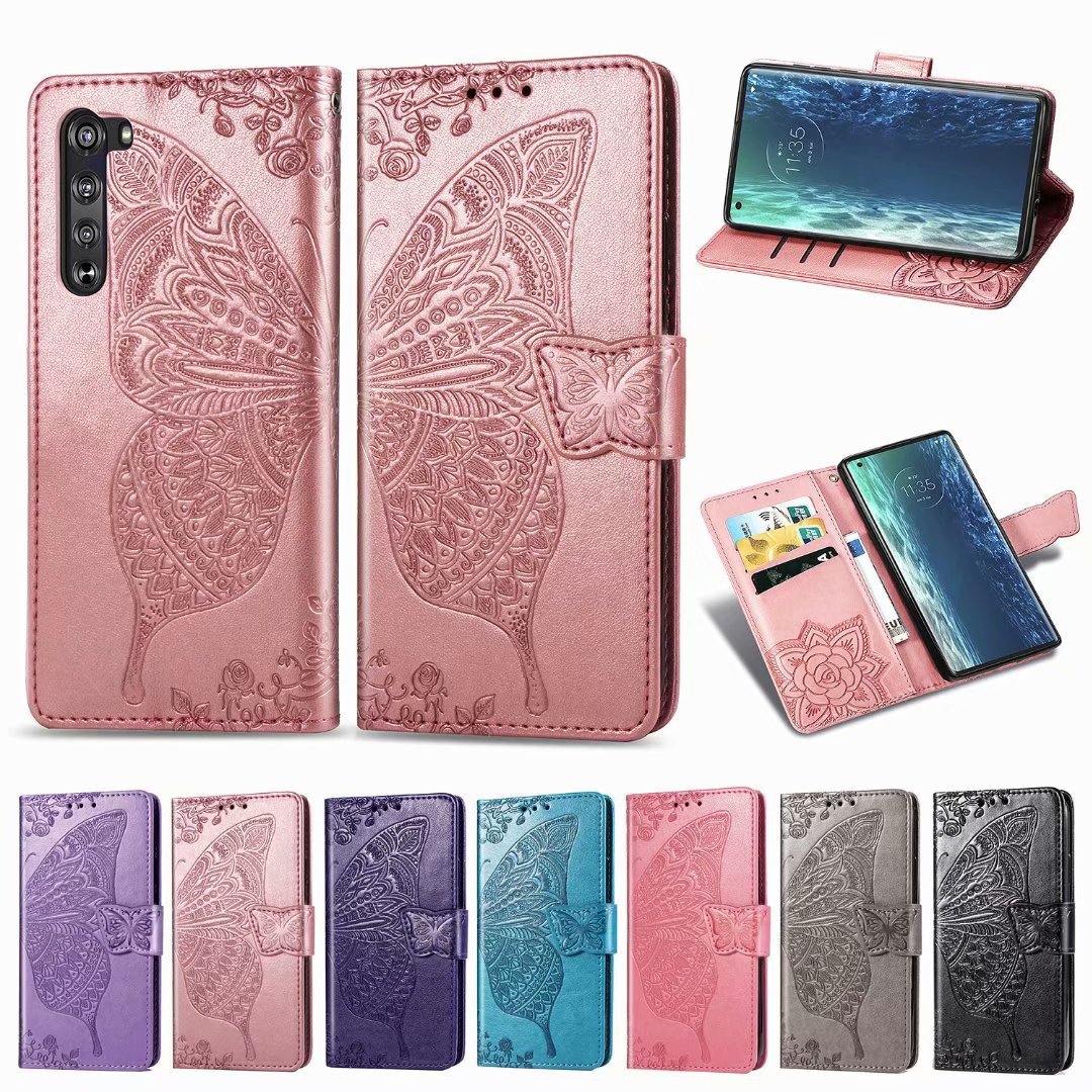 LG K61 embossed Butterfly leather case K40S embossed card G8 flip phone case MOTO G9 PLAY protective case