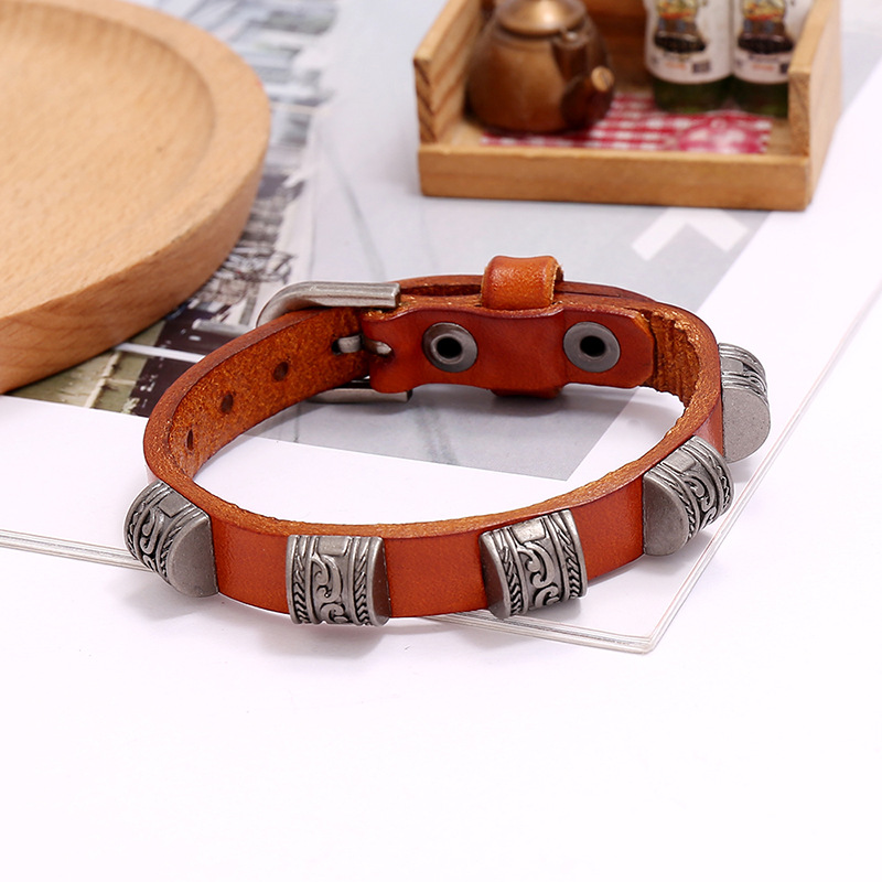 Vente chaude punk rtro accessoires simples et polyvalents pour tudiants bracelet en cuir de vache rglable nihaojewelrypicture3