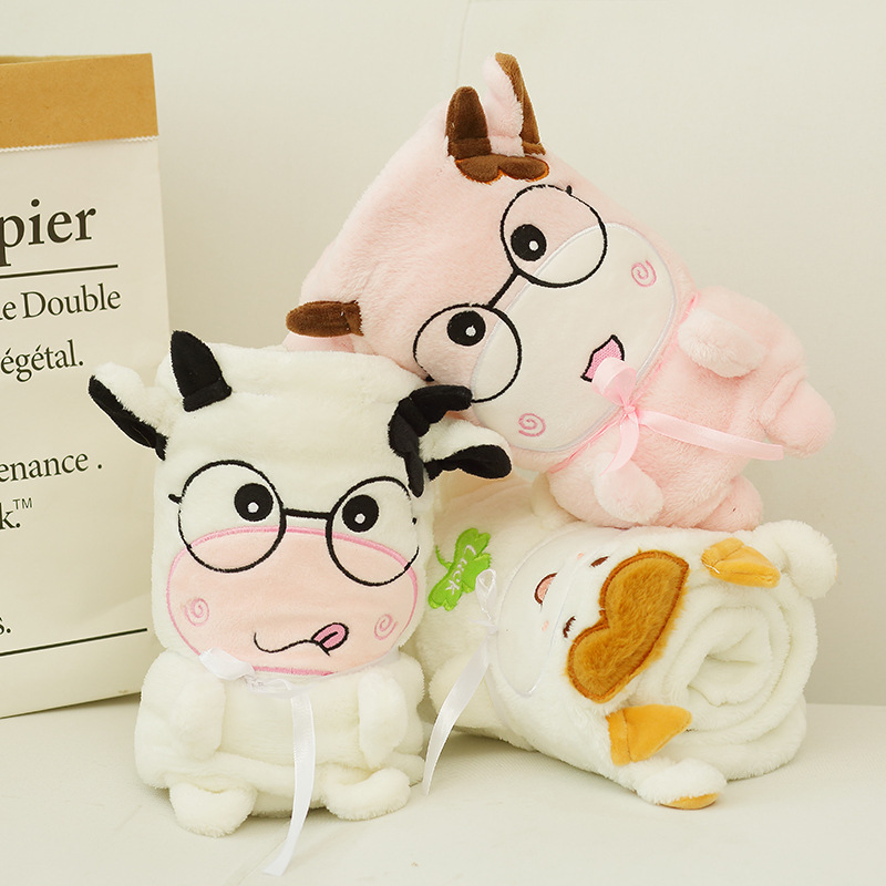 牛年吉祥物 厂家直供新款卡通情侣小牛毛毯儿童盖毯礼品定制logo|ms