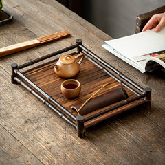 茶棚茶架 敬茶托盤長方形中式家用奉茶盤 杯架杯托壺托茶具收納盤