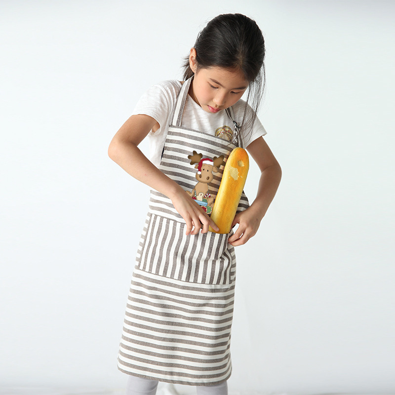 Kindergarten niños de algodón y lino de dibujos animados padre-niño delantal pintura ropa hornear ropa de actividad de Navidad imprimible logotipo colorido