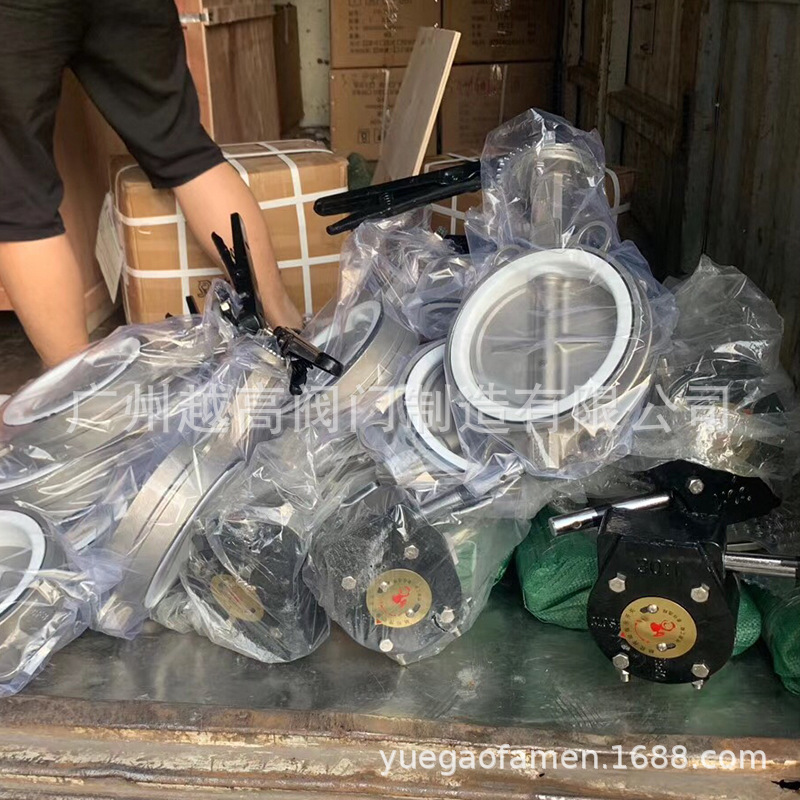 304全不锈钢手动四氟蝶阀 气动对夹衬氟蝶阀 手动快开式硅胶蝶阀