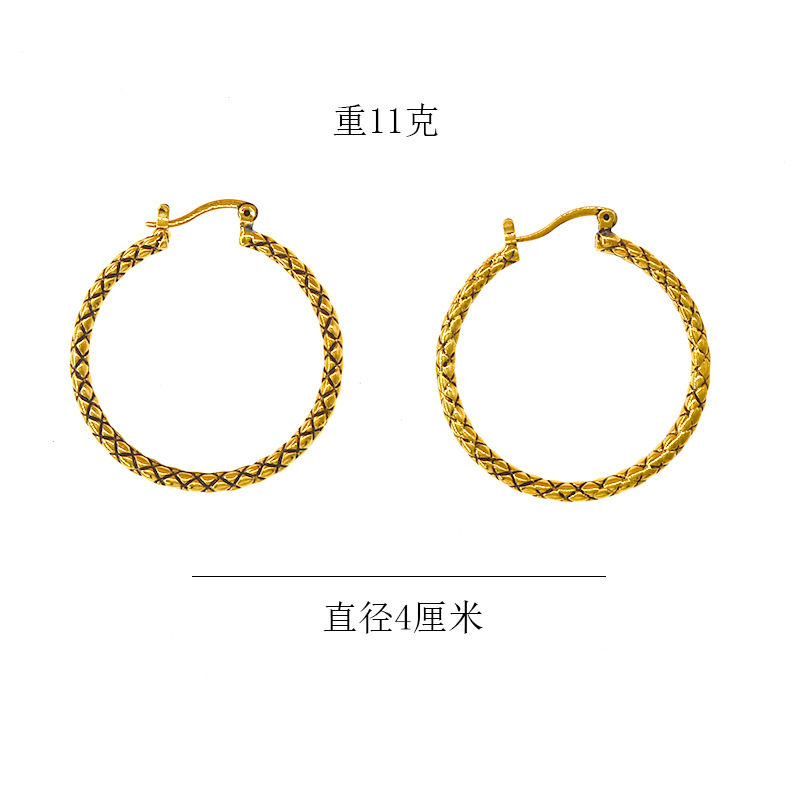 Fashion Neutral Large Circle Plaid Snake Pattern Big Earrings Wholesale Nihaojewelry display picture 10