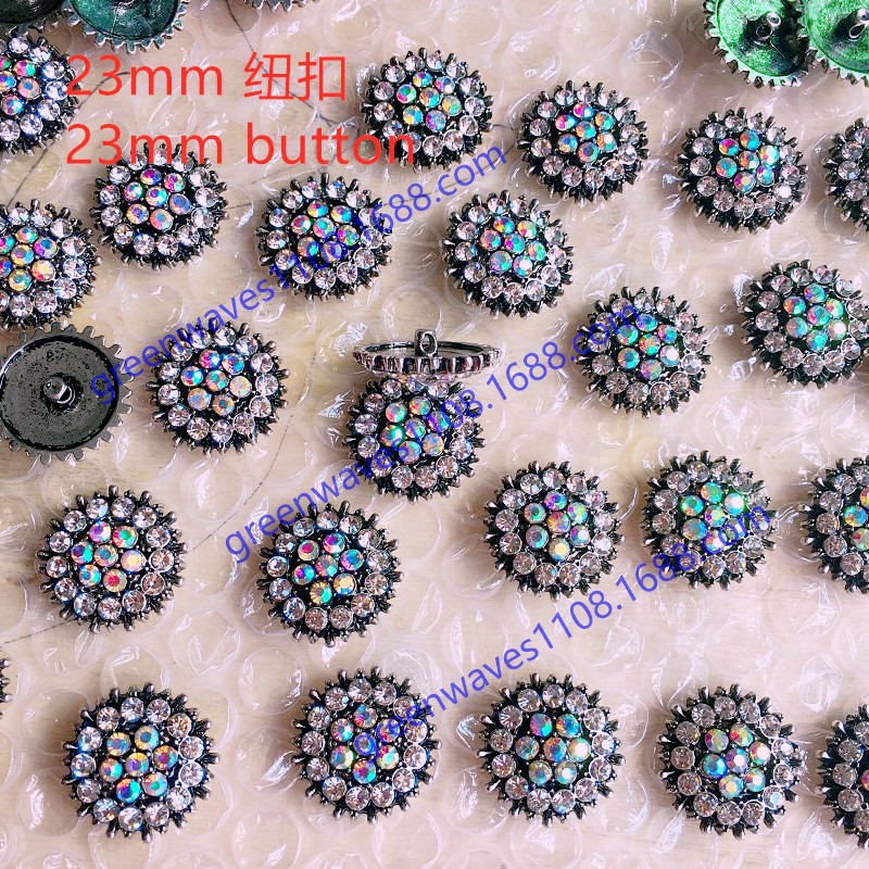23mm圆形水钻纽扣子AB彩色花朵手缝钻扣衣服裙子装饰扣大衣排扣