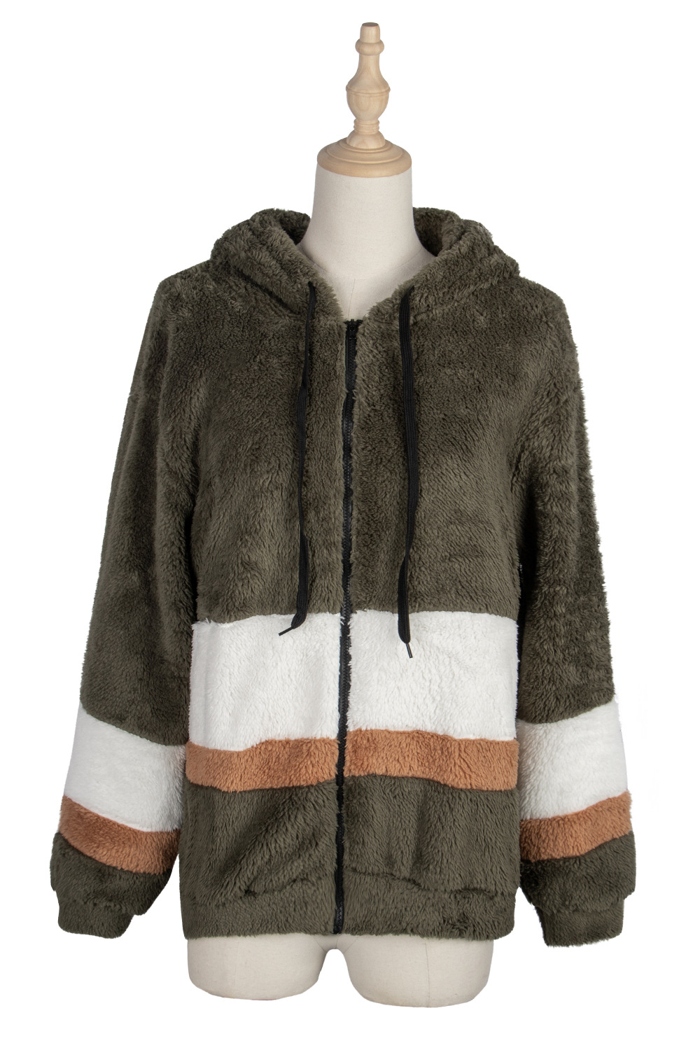 nueva chaqueta con capucha de lana de felpa con cremallera de otoño e invierno para mujer al por mayor NHDF10