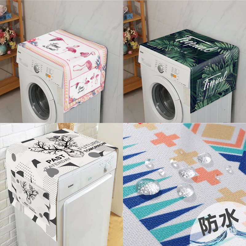 Cotton and linen roller washing machine cover refrigerator cover cloth dustproof sunscreen cover waterproof cover towel microwave oven Nordic style bedside table