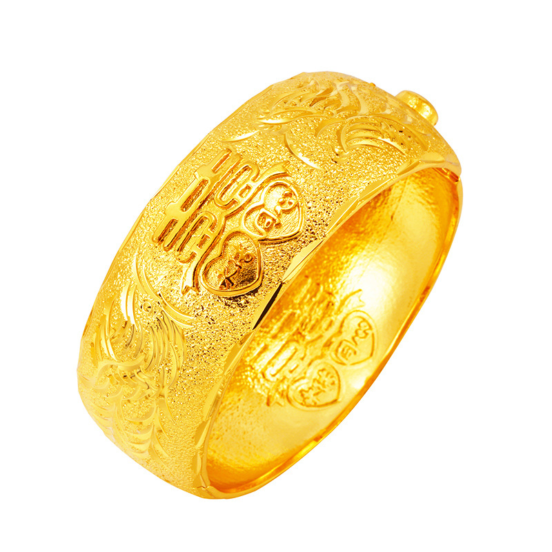 Elegante Boda nupcial imitación oro dragón y Fénix pulsera mujer cobre chapado 24K oro ventana oro boda pulsera festiva joyería