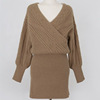 Knitted top and skirt two piece suit