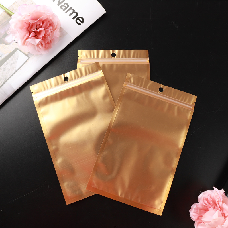 Matte Gold Aluminum Foil Bag Sanding Yin Yang Transparent Self-Sealing Bag Jewelry Plastic Bag Cosmetic Packaging Bag 