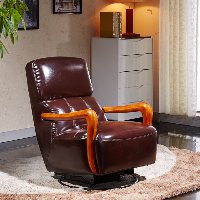 Northern Europe Single Leather sofa modern Simplicity a living room leisure time rotate Small apartment Shook chair Swivel chair