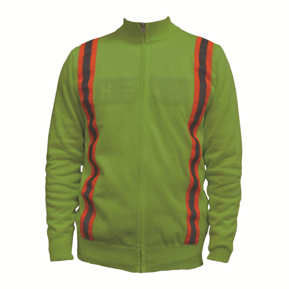 厂家直销 2020拉链荧光绿带反光条长袖防割 hppe5级防割 户外运动