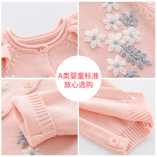Cross-border baby woolen knitted romper baby clothes handmade knitted romper full month newborn woolen onesie