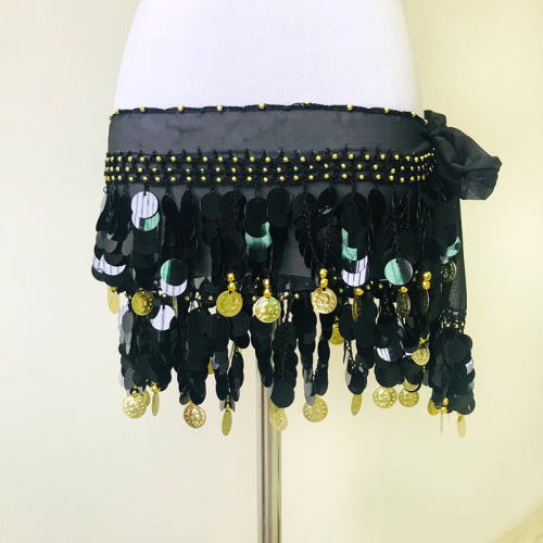 New belly dance waist chain hip scarf for beginners, lengthened and widened tassel waist scarf, Indian dance performance belt girdle
