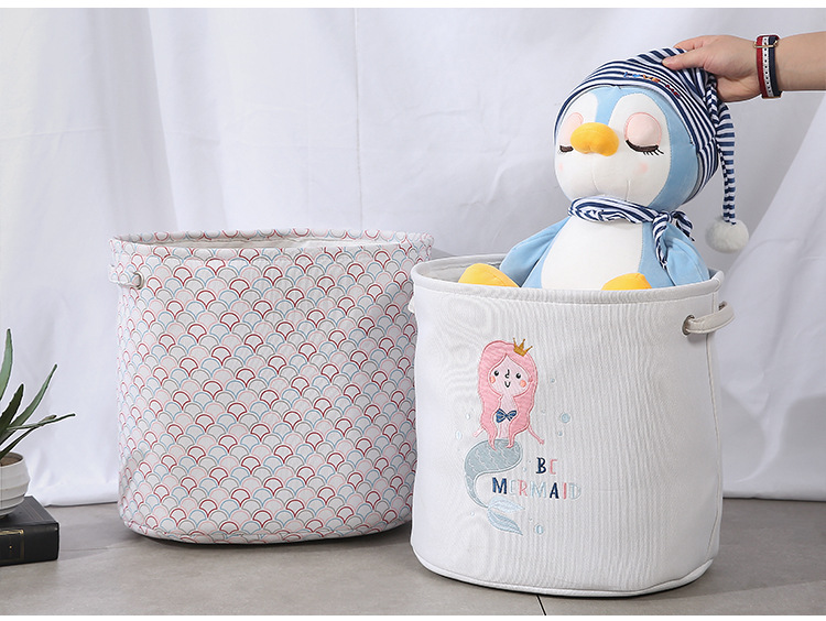 Cartoon Mermaid Printing Cotton And Linen Home Storage Bucket Wholesale Nihaojewelry display picture 7