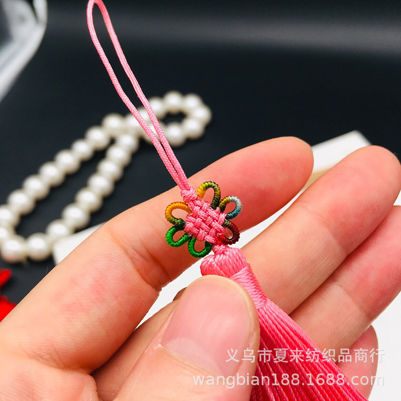 手工制作Diy串珠配件 小中国结彩色花结 中国结手机挂绳 书