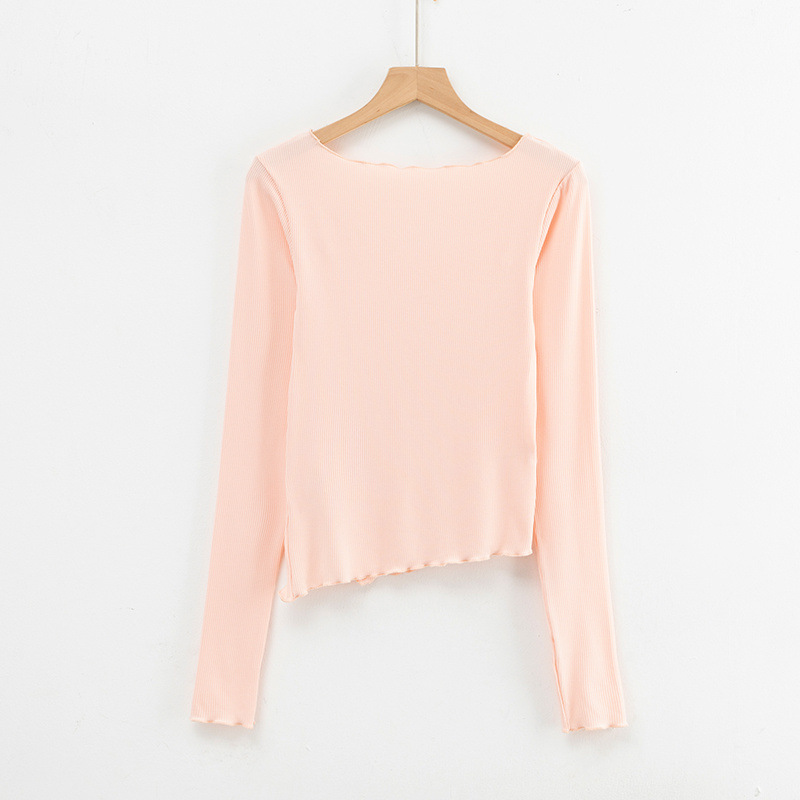 irregular split long-sleeved t-shirt  NSAC39406